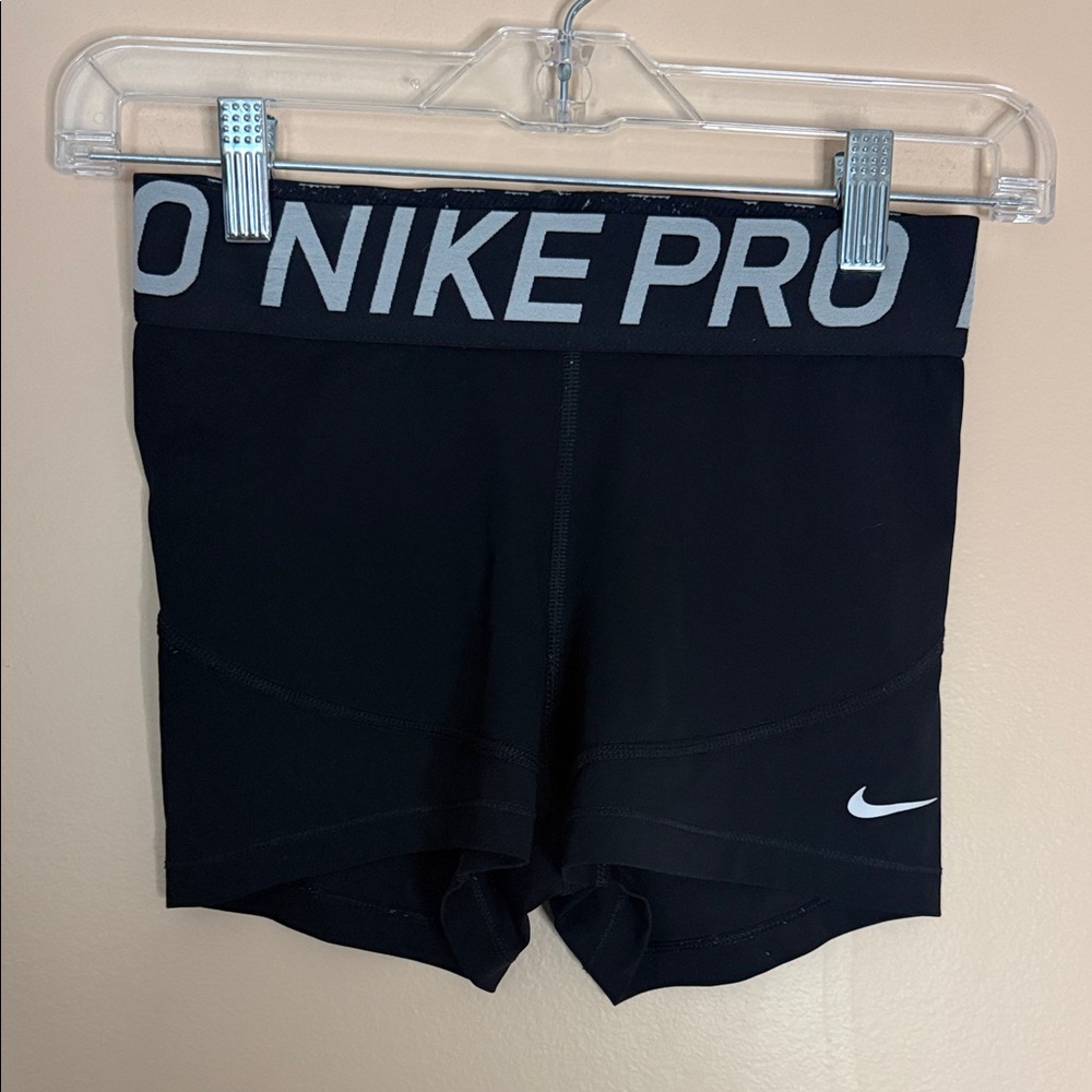 Nike Pro Black Women's Bike Shorts with White Swoosh